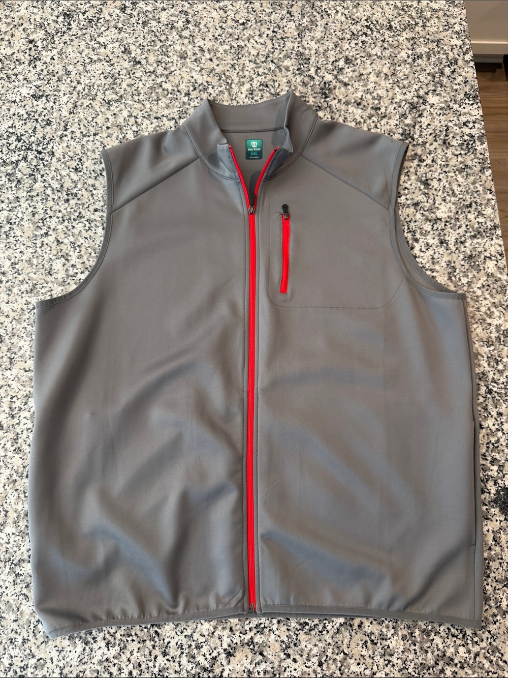 PGA Tour Gray Softshell Vest with Red Zipper Accents